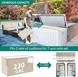 YITAHOME 230 Gallon Large Deck Box with Divider & Side Handles, Outdoor Double-Wall Storage for Patio Furniture Cushions - Photo 8