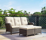 Rilyson Outdoor Furniture Set, 5-Piece Patio Rattan Wicker Sectional Sofa Set with 3-Seat Couch, 2 Armchairs - Photo 2