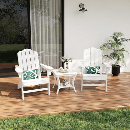 GarveeLife Adirondack Chair for Patio, HDPE Outdoor Lawn Chair with Wood Texture for Garden Backyard Deck Poolside Use