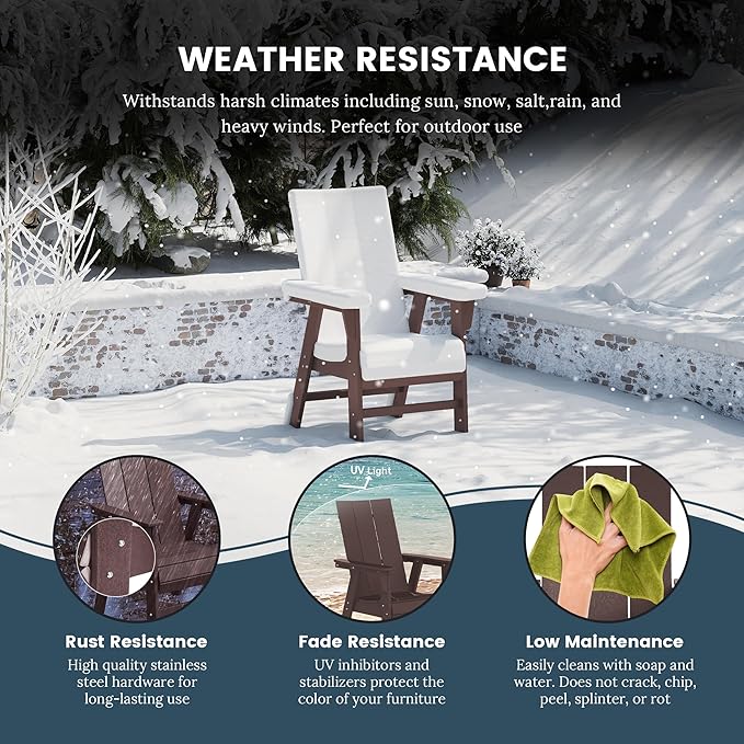 WO WESTIN OUTDOOR HDPE Shoreside Modern Curveback Adirondack Dining Chair,Dark Brown