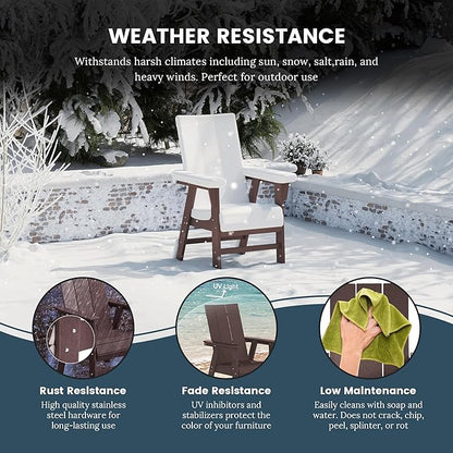 WO WESTIN OUTDOOR HDPE Shoreside Modern Curveback Adirondack Dining Chair,Dark Brown