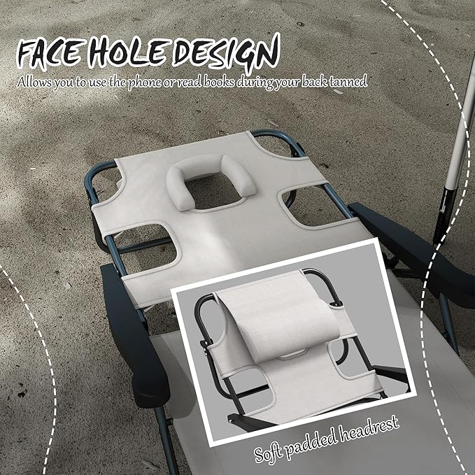 3-in-1 Oversized Sun Tanning Chair with Mat & Face Hole - Photo 8