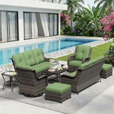 8 Piece Outdoor Wicker Patio Furniture Set, Outdoor Swivel Rocker Patio Chairs Set with Thickened Olefin Cushions - Photo 7