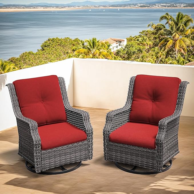 3 Piece Patio Furniture Set, 2-Seater Loveseat and 2 Swivel Glider Chairs Outdoors - Photo 7