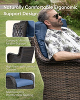 HUMMUH 3 Pieces Patio Bistro Set Wicker Patio Chairs Set of 2 with Tempered Glass Top Side Table Rattan Outdoor - Photo 4