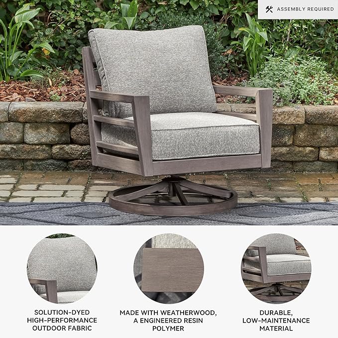 Signature Design by Ashley Hillside Barn Urban Nuvella Weather Resistant Fabric Outdoor Swivel Lounge with Cushion - Photo 4