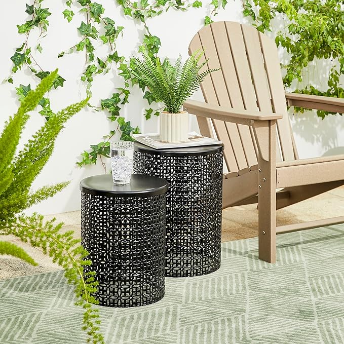 Glitzhome Outdoor Side Table Set of 2 - Photo 9