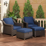 4 Pieces Patio Conversation Furniture Set - 2 Chairs with Ottomans Set of 2 - Photo 1