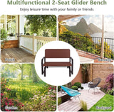 Tangkula Outdoor Glider Bench, Porch Glider Loveseat Swing Bench with w/Steel Frame, 2-Seat Rocking Chair for Porch - Photo 9