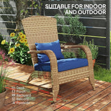 Outsunny Patio Wicker Adirondack Chair, Outdoor All-Weather Rattan Fire Pit Chair with Soft Cushions - Photo 7