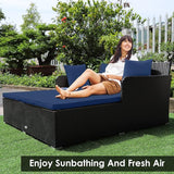Tangkula Outdoor Rattan Daybed, Sunbed Wicker Furniture w/Spacious Seat, Upholstered Cushion & High-Resilience Sponge - Photo 2