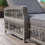 Outdoor Long Reclining Chaise, Wicker Lounge with Armrests, Patio Adjustable Recliner with Soft Removable Cushions - Photo 3