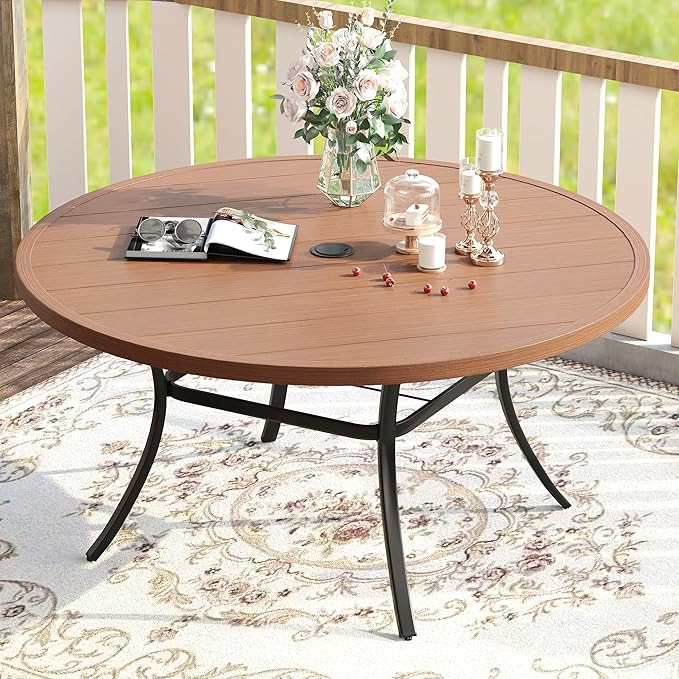 VICLLAX 53" Outdoor Round Patio Table for Lawn Garden - Photo 2