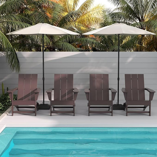 WestinTrends Ashore Modern Outdoor Folding Adirondack Chair (Set of 4), Dark Brown