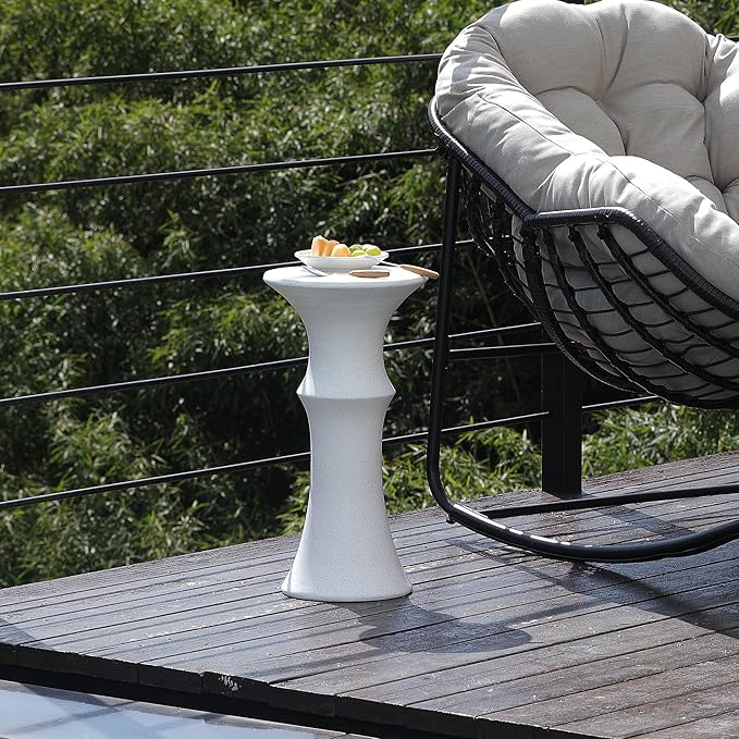 Outdoor Side Table for Patio Indoor Outdoor Front Porch (Bamboo)