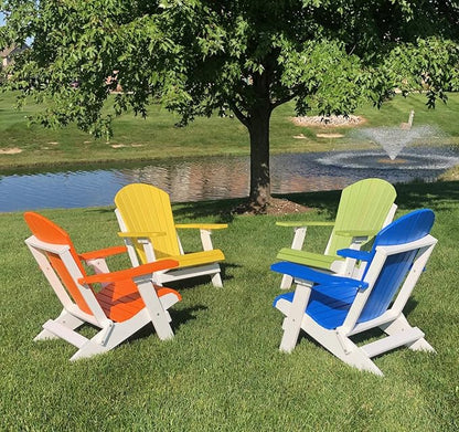 DuraWeather Poly® Classic King Size Folding Adirondack Chair (Pool Blue on White)