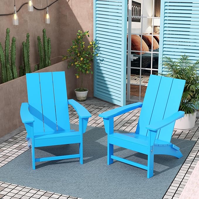 Costaelm Folding Adirondack Chairs, Outdoor Patio Adjustable Lawn Chairs - Photo 2