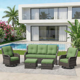 5 Piece Outdoor Wicker Patio Furniture Set, Outdoor Swivel Rocker Patio Chairs Set with Thickened Olefin Cushions - Photo 9