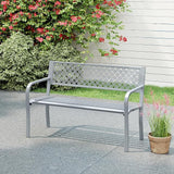 Tangkula 50 Inches Outdoor Garden Bench, Metal Patio Park Bench with Geometric Lattice Backrest - Photo 4