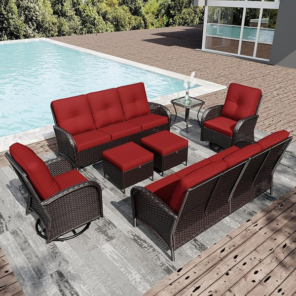 Joyside Wicker Patio Furniture Set, 7 Piece Outdoor Furniture Set with Thickened Cushions, High Back, Deep Seating - Photo 1