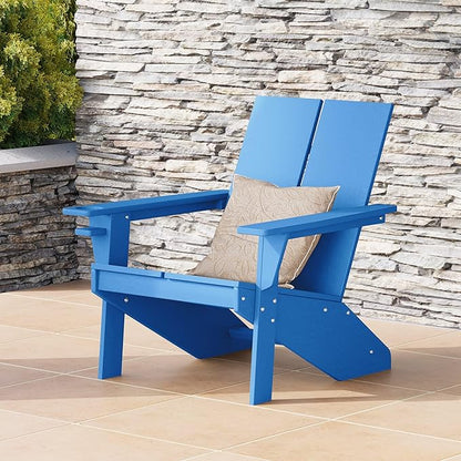 WestinTrends Riviera Outdoor HDPE Modern Adirondack Chair with Cup Holder, Pacific Blue