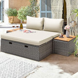 Greesum Patio Furniture Set Multifunctional Outdoor Sectional Sofa Rattan Chaise Lounge Wicker Daybed with Couch - Photo 2