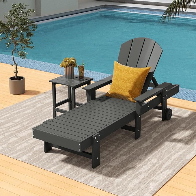 Costaelm Square Outdoor Side Tables, Adirondack Patio Tables for Outside, HDPE Patio End Table Weather Resistant, Balcony Table for Pool, Seaside, Backyard, Porch, Indoor Companion, Gray