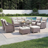 Luxury Patio Furniture Set with 6-inch Thick Cushion, Outdoor Furniture with Fire Pit Table, Swivel Chairs, Sofa - Photo 5