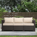 Valita Patio Furniture 3-seat Sofa Brown Wicker Outdoor Furniture Outdoor Couch Deep Seat High Backrest Waterproof - Photo 1