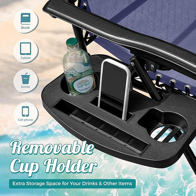 Homall Zero Gravity Chair Patio Folding Lawn Outdoor Lounge Gravity Camp Reclining Lounge Chair with Cup Holder Pillows - Photo 6