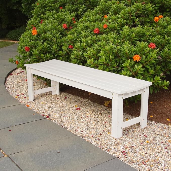 Shine Company Outdoor Wooden Backless Patio Garden Bench, 5 Ft, Eggshell White
