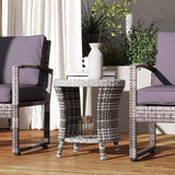 Outsunny 18" Outdoor Wicker Coffee Table, 2-Tier Patio Side Table with Storage - Photo 8