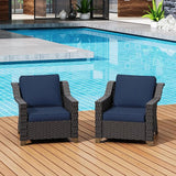Patio 2 Pieces Wicker Chairs Set of 2，Outdoor PE Rattan Armchairs - Photo 6