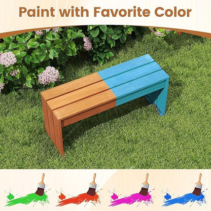 Tangkula Wood Outdoor Garden Bench, 2-Person Patio Backless Bench with Solid Wooden Frame, Wooden Plant Stand with 440 LBS Weight Capacity, Outside Bench for Backyard, Porch, Entryway, Park