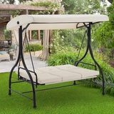 AECOJOY Porch Swing Chair, 3 Seats Porch Swing Adjustable Canopy Outdoor Swing with Stand Patio Swing Bed with - Photo 6
