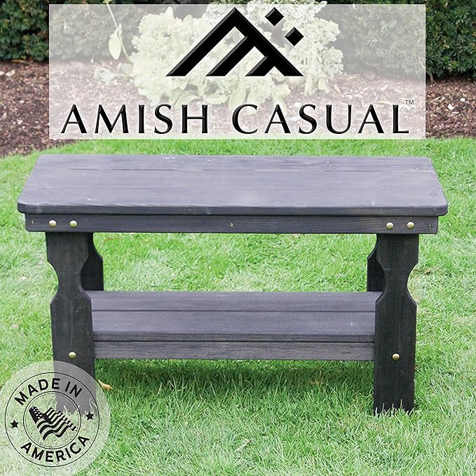 Amish Casual Heavy Duty Pressure Treated Wood Coffee Table in Semi-Solid Black Stain - Crafted from Solid Pine by Amish Craftsmen in The USA