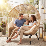 NICESOUL® Double Egg Chair Indoor Outdoor Stationary Oversized 6.5" Thick Padded Cushions - Photo 4