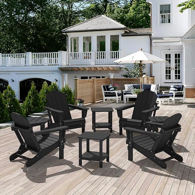 SERWALL Double Adirondack Side Set of 6, Table Rectangular End Table, Black - Photo 6