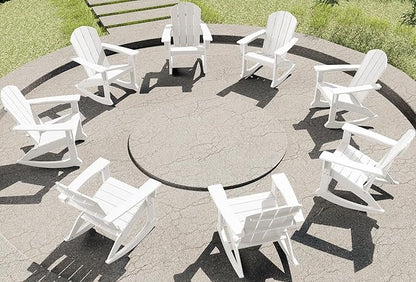 SERWALL Outdoor Adirondack Rocking Chairs of 8, All-Weather HDPE Adirondack Rocker Chair, Front Porch Rocker Chairs for Patio Lawn Porch Deck, White