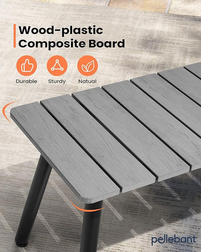 Pellebant Outdoor Dining Bench，50 Inch Long Patio Picnic Bench for 3 People，Wood Plastic Composite Board with Aluminum Legs,for Patio, Garden, Lawn, Deck, Porch and Yard, Dark Grey