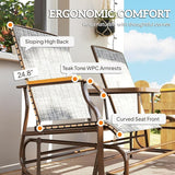 Outsunny 2 Person Outdoor Glider Bench, Patio Swing Glider Chair Loveseat with Breathable Mesh, Table - Photo 7