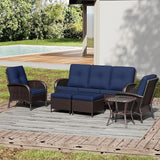 Joyside Wicker Patio Furniture Set, 6 Piece Outdoor Furniture Set with Thickened Cushions, High Back, Deep Seating - Photo 1