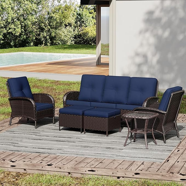 Joyside Wicker Patio Furniture Set, 6 Piece Outdoor Furniture Set with Thickened Cushions, High Back, Deep Seating - Photo 1