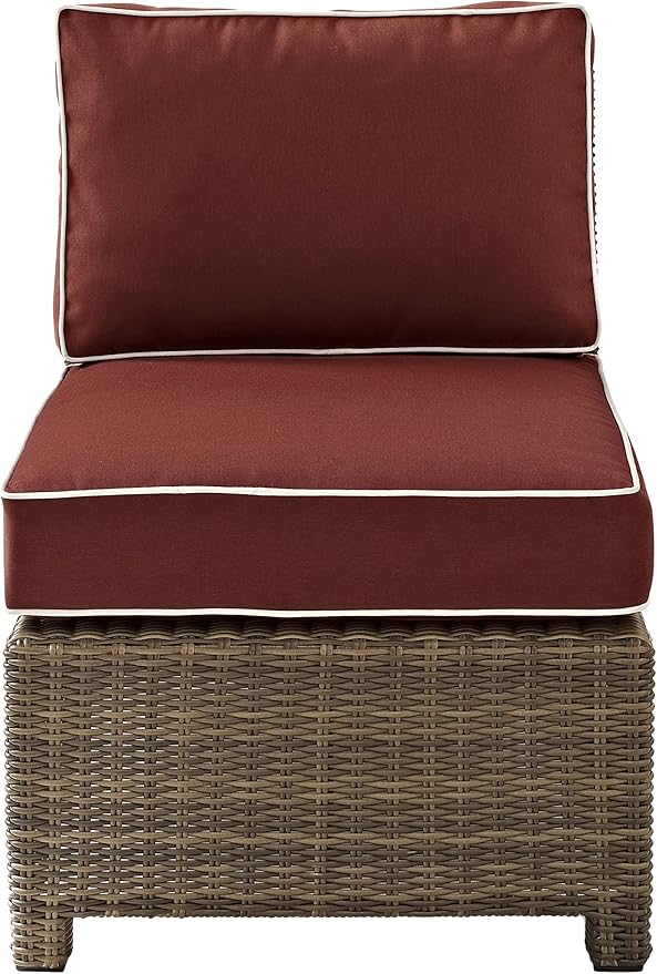 Crosley Furniture Bradenton Armless Outdoor Sectional Chair, Wicker Patio Chairs for Porch, Deck, Backyard - Photo 3
