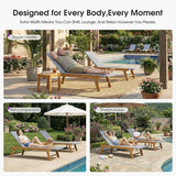 PURPLE LEAF Extra Large Patio Chaise Lounge 2 Pieces French Outdoor Wicker Lounger Matte Teak Aluminum Frame 771LBS - Photo 4