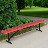 8 Feet Outdoor Steel Bench, Red Heavy Duty Metal Park Bench for Outside, Weatherproof Dock Bench - Photo 1