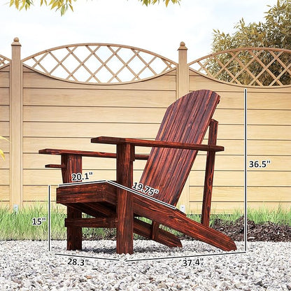 Outsunny Wooden Adirondack Chair, Outdoor Patio Lawn Chair with Cup Holder, Weather Resistant Lawn Furniture, Classic Lounge for Deck, Garden, Backyard, Fire Pit, Brown