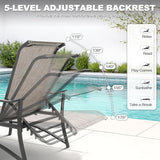 NUU GARDEN Textilene Metal Outdoor Lounge Chairs Set of 2, Adjustable 5-Position Recliner - Photo 7