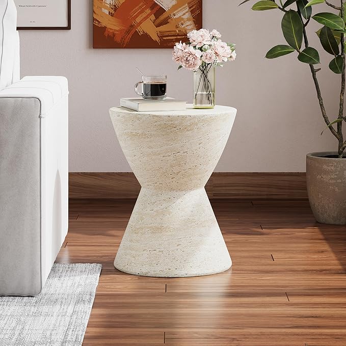 Christopher Knight Home Outdoor Side Table, Hourglass Shape Side Table, Patio Garden Stool Coffee End Table - Photo 4