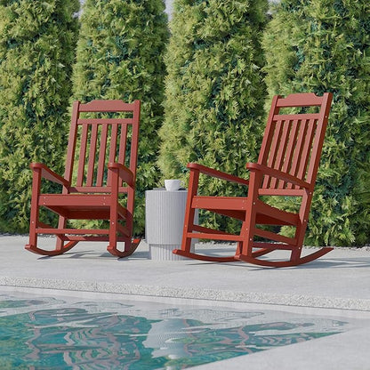Flash Furniture Set of 2 Winston All-Weather Rocking Chair in Red Faux Wood